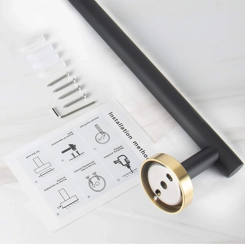 Elegant Black and Gold Towel Bar